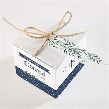 Boîte de dragées baptême motifs et autres pois - Dessus de la boîte