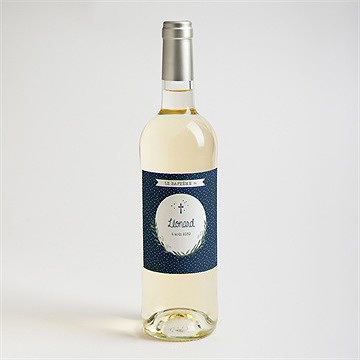 Etiquette de bouteille baptême motifs et autres pois - Mise en situation