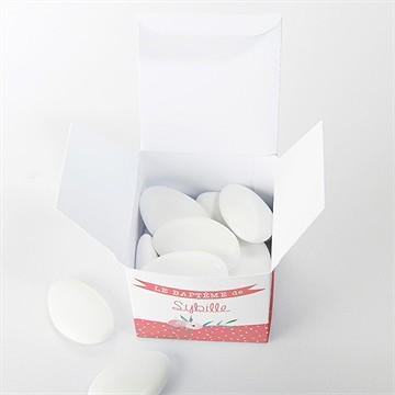 Boîte de dragées baptême motifs et fleurs - Intérieur de la boîte