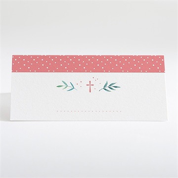 Marque-place baptême motifs et fleurs - Dos du marque-place