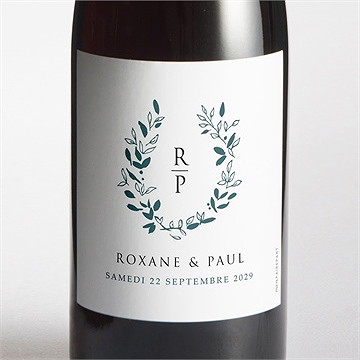 Etiquette de bouteille mariage belle couronne