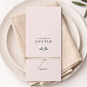 Menu baptême croix couronnée