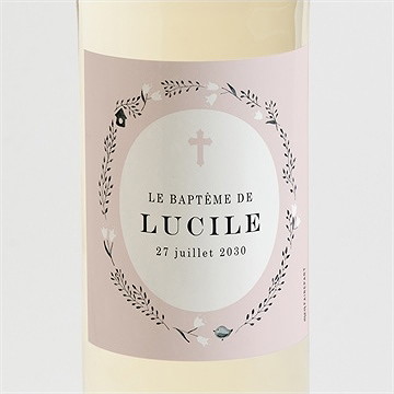 Etiquette de bouteille baptême croix couronnée