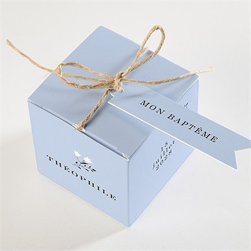 Boîte de dragées baptême annonce en relief - Dessus de la boîte