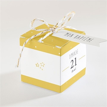 Boîte de dragées baptême jaune tendance