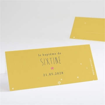 Marque-place baptême jaune tendance
