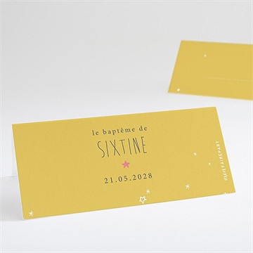 Marque-place baptême jaune tendance