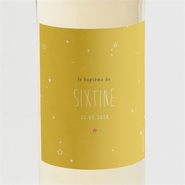 Etiquette de bouteille baptême jaune tendance