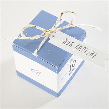 Boîte de dragées baptême cadre et motifs - Dessus de la boîte