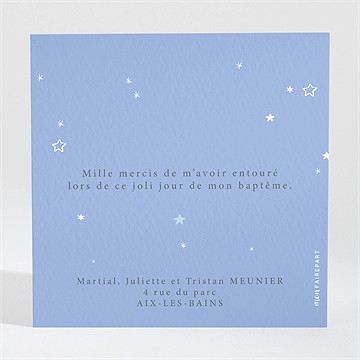 Remerciement baptême cadre et motifs - Dos de la carte