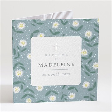 Faire-part de baptême cadre végétal