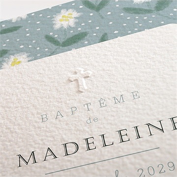 Faire-part de baptême cadre végétal - Détail du faire-part