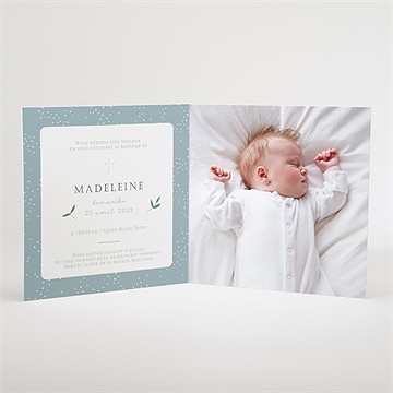 Faire-part de baptême cadre végétal - Intérieur du faire-part