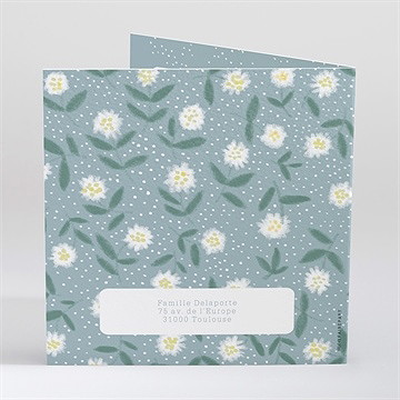 Faire-part de baptême cadre végétal - Dos du faire-part