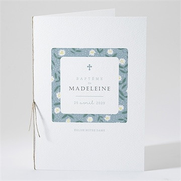 Livret de messe baptême cadre végétal