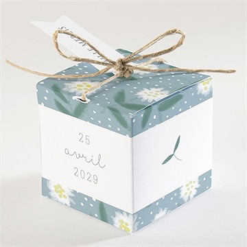 Boîte de dragées baptême cadre végétal - Dos de la boîte