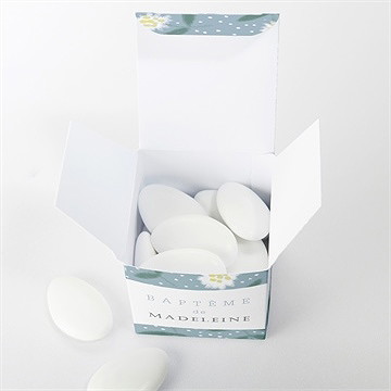 Boîte de dragées baptême cadre végétal - Intérieur de la boîte