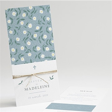 Menu baptême cadre végétal