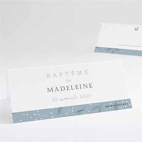 Marque-place baptême cadre végétal