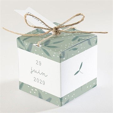 Boîte de dragées baptême gravure vintage - Dos de la boîte