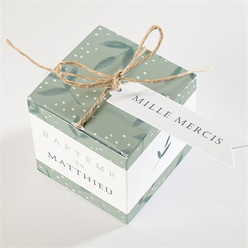 Boîte de dragées baptême gravure vintage - Dessus de la boîte