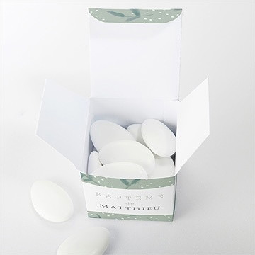 Boîte de dragées baptême gravure vintage - Intérieur de la boîte