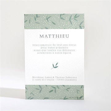 Remerciement baptême gravure vintage - Dos de la carte