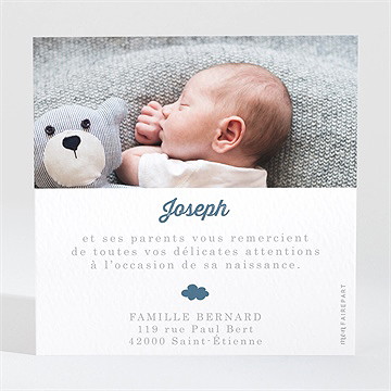 Remerciement naissance mon petit nuage - Dos de la carte