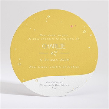 Faire-part naissance en jaune toute! - Dos du faire-part
