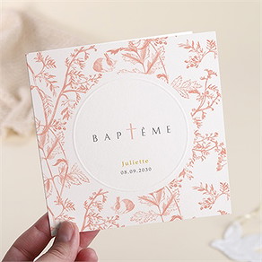 Faire-part de baptême gravure gaufrée