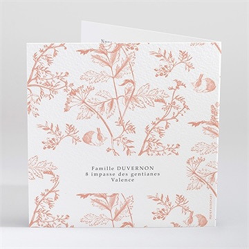 Faire-part de baptême gravure gaufrée - Dos du faire-part