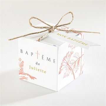 Boîte de dragées baptême motif gravure