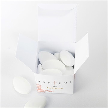 Boîte de dragées baptême motif gravure - Intérieur de la boîte