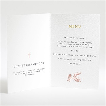 Menu baptême motif gravure - Intérieur du menu