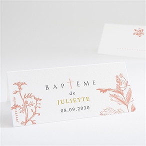 Marque-place baptême motif gravure