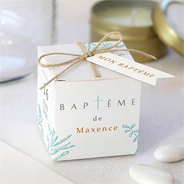 Boîte de dragées baptême gravure en rond
