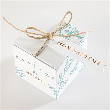 Boîte de dragées baptême gravure en rond - Dessus de la boîte