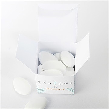 Boîte de dragées baptême gravure en rond - Intérieur de la boîte