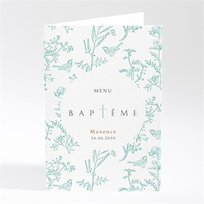 Menu baptême gravure en rond