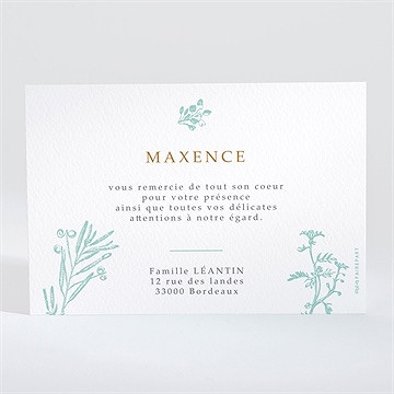 Remerciement baptême gravure en rond - Dos de la carte