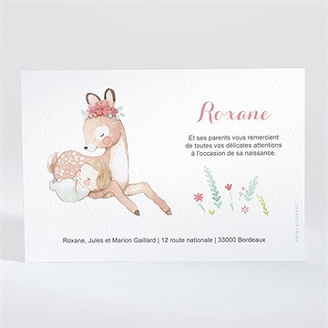 Remerciement naissance a l'ombre du faon - Dos de la carte