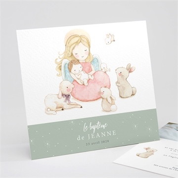 Faire-part de baptême tendre scène
