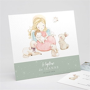 Faire-part de baptême tendre scène