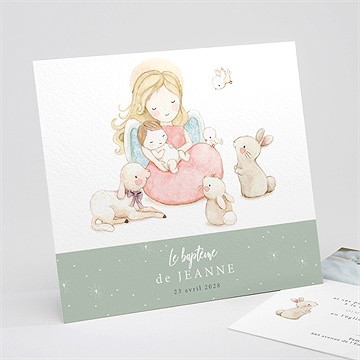 Faire-part de baptême tendre scène