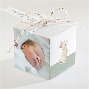 Boîte de dragées baptême tendre scène - Dos de la boîte