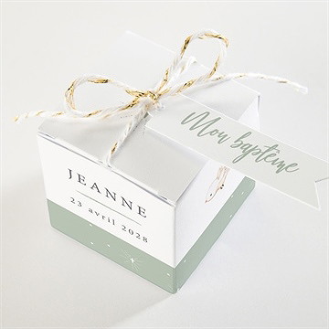 Boîte de dragées baptême tendre scène - Dessus de la boîte