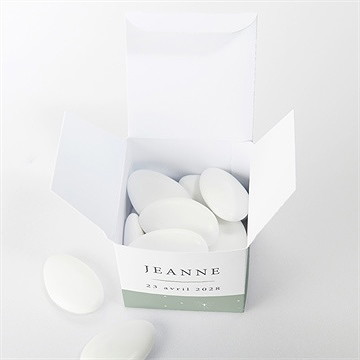 Boîte de dragées baptême tendre scène - Intérieur de la boîte