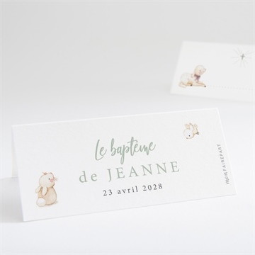 Marque-place baptême tendre scène