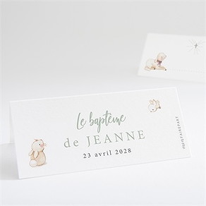 Marque-place baptême tendre scène