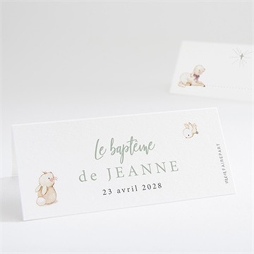 Marque-place baptême tendre scène